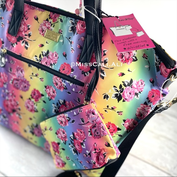 NWT BETSEY JOHNSON Floral Overnighter Weekender Travel Bag - Picture 3 of 16
